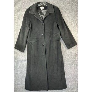 Preston & York Black Long Wool Angora Rabbit Hair Women's Coat Sz 16